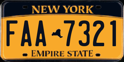 NY license plate FAA7321