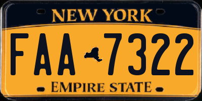 NY license plate FAA7322