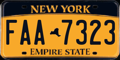 NY license plate FAA7323