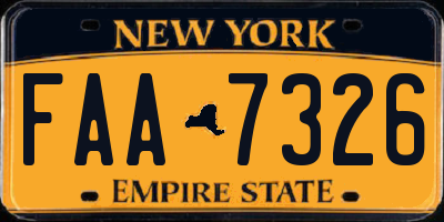 NY license plate FAA7326