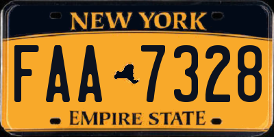 NY license plate FAA7328