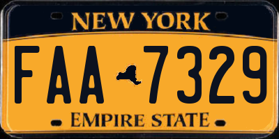 NY license plate FAA7329