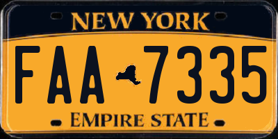 NY license plate FAA7335