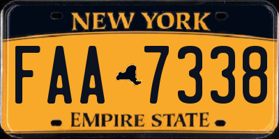 NY license plate FAA7338