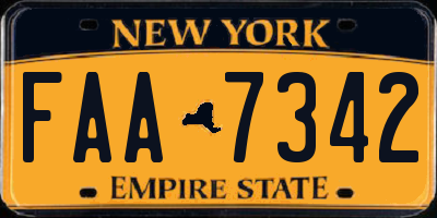 NY license plate FAA7342