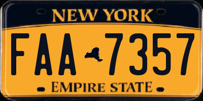 NY license plate FAA7357