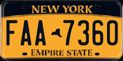 NY license plate FAA7360