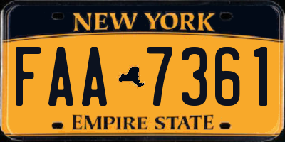 NY license plate FAA7361