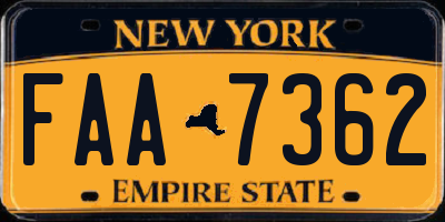 NY license plate FAA7362