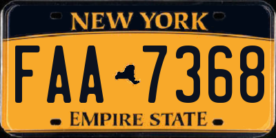 NY license plate FAA7368