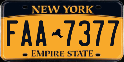 NY license plate FAA7377