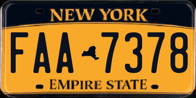 NY license plate FAA7378