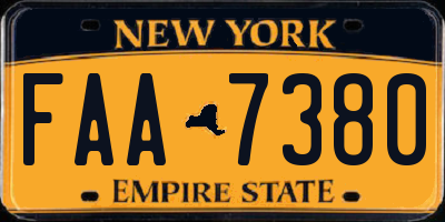 NY license plate FAA7380