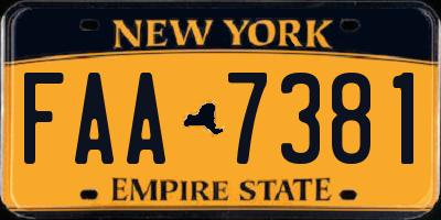 NY license plate FAA7381