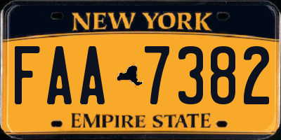 NY license plate FAA7382