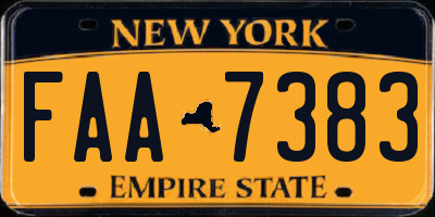 NY license plate FAA7383