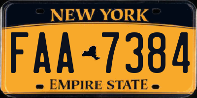 NY license plate FAA7384