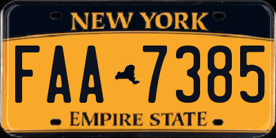 NY license plate FAA7385