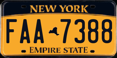 NY license plate FAA7388