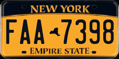 NY license plate FAA7398