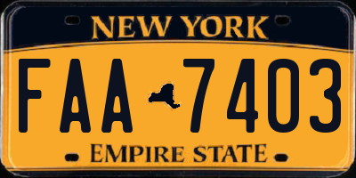 NY license plate FAA7403