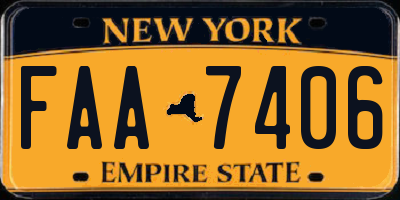 NY license plate FAA7406