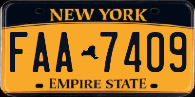 NY license plate FAA7409