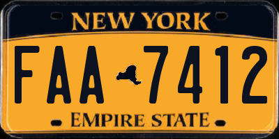 NY license plate FAA7412