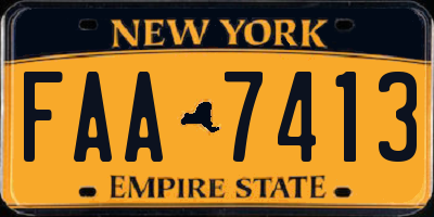 NY license plate FAA7413