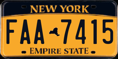 NY license plate FAA7415