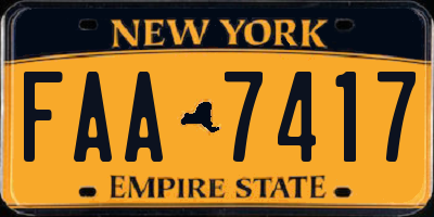 NY license plate FAA7417