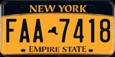 NY license plate FAA7418