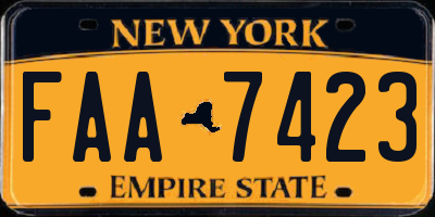 NY license plate FAA7423