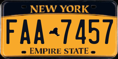 NY license plate FAA7457