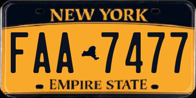 NY license plate FAA7477