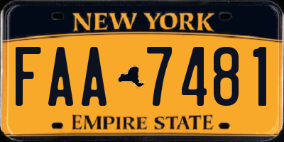 NY license plate FAA7481