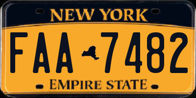 NY license plate FAA7482