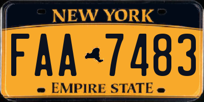 NY license plate FAA7483