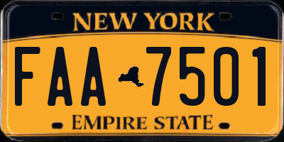 NY license plate FAA7501