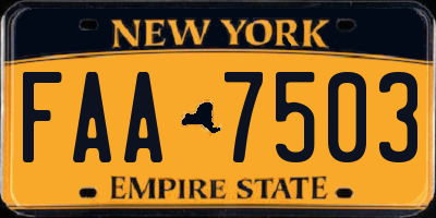 NY license plate FAA7503