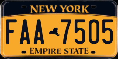 NY license plate FAA7505