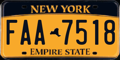 NY license plate FAA7518