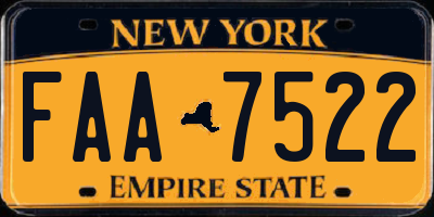 NY license plate FAA7522