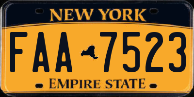 NY license plate FAA7523