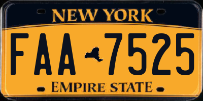 NY license plate FAA7525