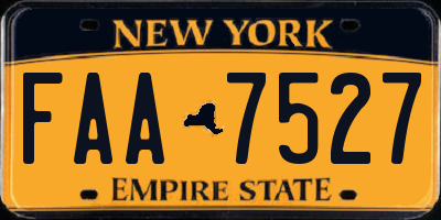 NY license plate FAA7527