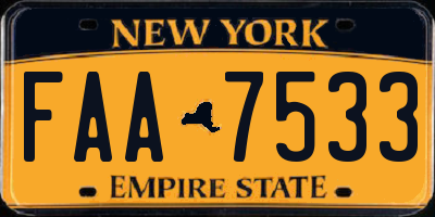 NY license plate FAA7533