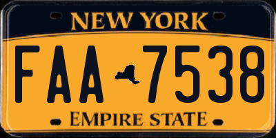 NY license plate FAA7538