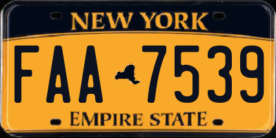 NY license plate FAA7539