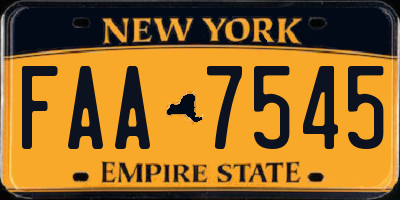 NY license plate FAA7545